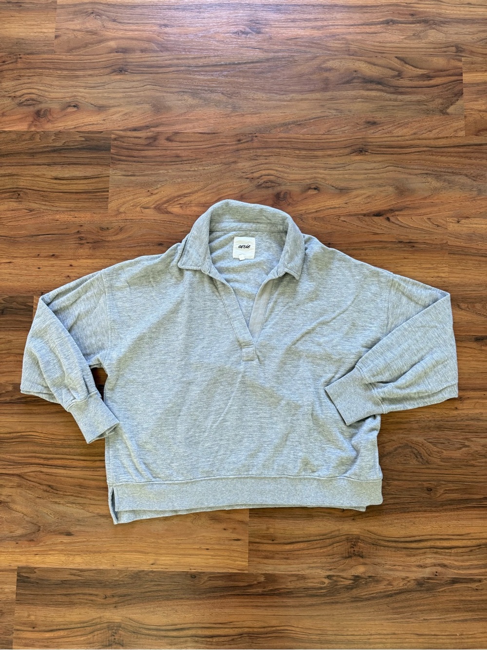 Grey Textured aerie Sweatshirt